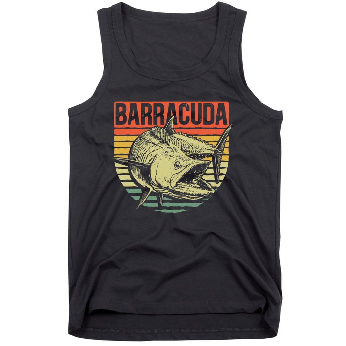 Great Barracuda Cuda Fishing Wildlife Saltwater Fish Art Tank Top