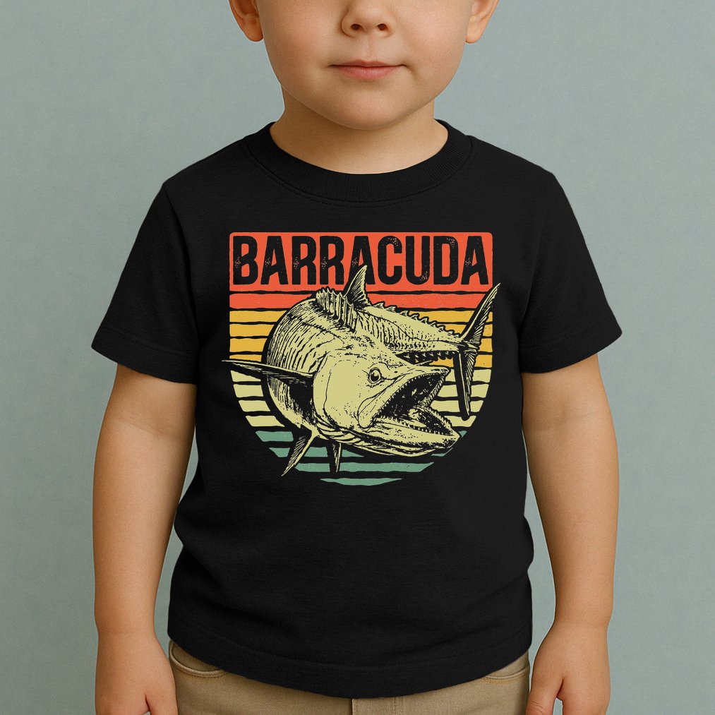 Great Barracuda Cuda Fishing Wildlife Saltwater Fish Art Toddler T-Shirt