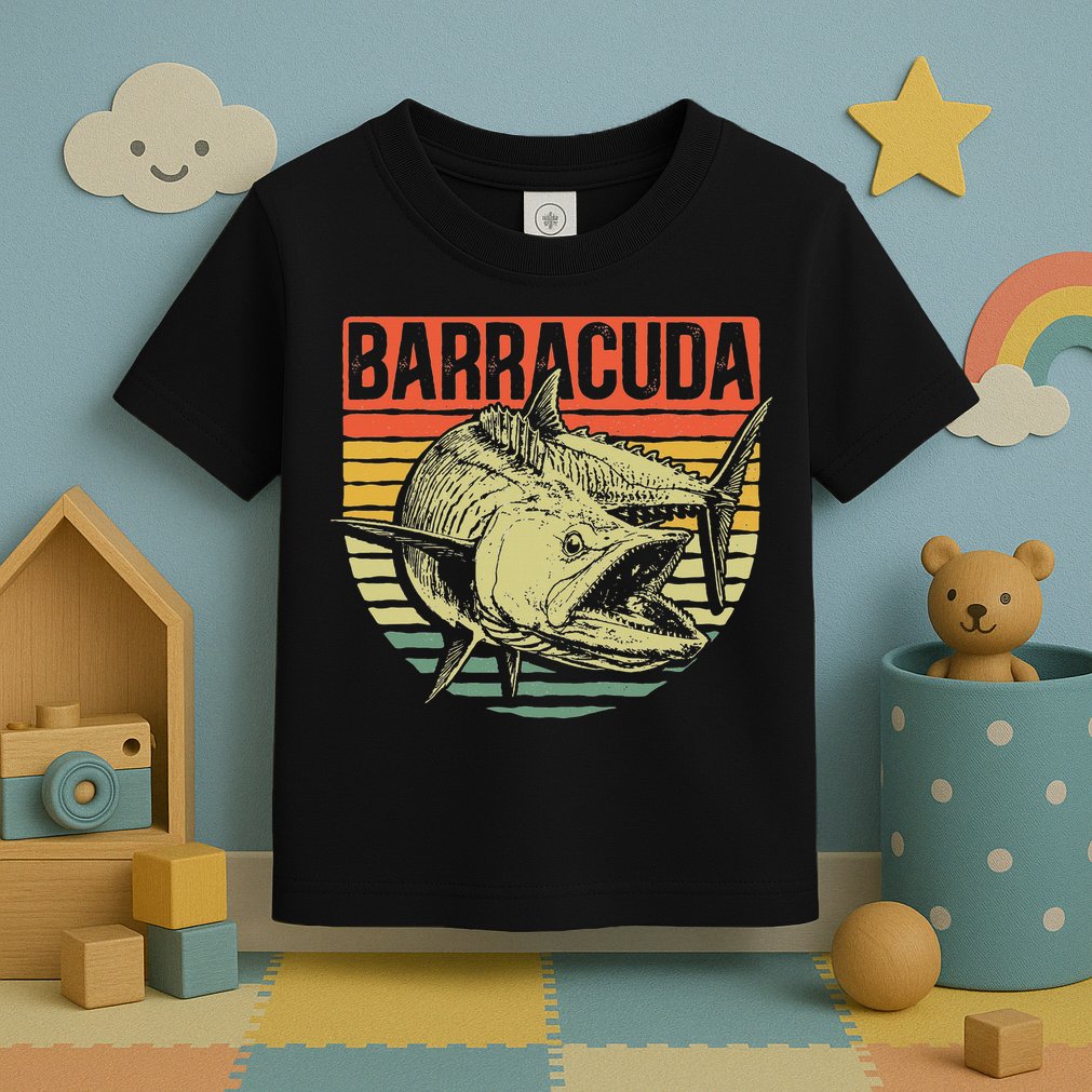 Great Barracuda Cuda Fishing Wildlife Saltwater Fish Art Toddler T-Shirt