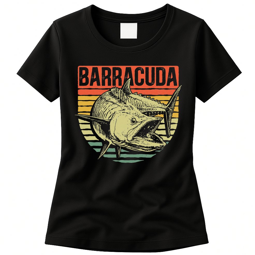 Great Barracuda Cuda Fishing Wildlife Saltwater Fish Art Womens T-Shirt