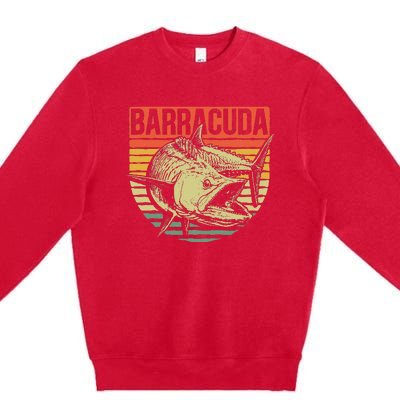 Great Barracuda Cuda Fishing Wildlife Saltwater Fish Art Premium Crewneck Sweatshirt