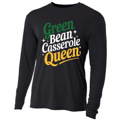 Green Bean Casserole Queen Funny Kitchen Queen Thanksgiving Cooling Performance Long Sleeve Crew