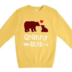 Granny Bear Christmas Pajama Red Plaid Buffalo Family Xmas Gift Premium Crewneck Sweatshirt