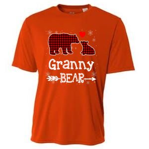 Granny Bear Christmas Pajama Red Plaid Buffalo Family Xmas Gift Cooling Performance Crew T-Shirt