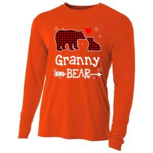 Granny Bear Christmas Pajama Red Plaid Buffalo Family Xmas Gift Cooling Performance Long Sleeve Crew