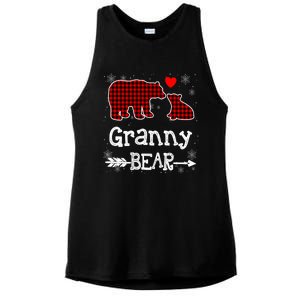 Granny Bear Christmas Pajama Red Plaid Buffalo Family Xmas Gift Ladies PosiCharge Tri-Blend Wicking Tank