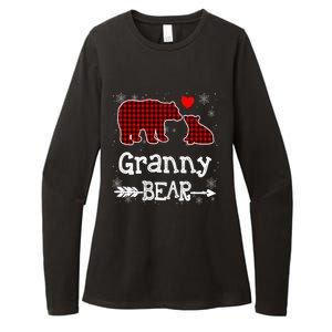 Granny Bear Christmas Pajama Red Plaid Buffalo Family Xmas Gift Womens CVC Long Sleeve Shirt