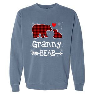 Granny Bear Christmas Pajama Red Plaid Buffalo Family Xmas Gift Garment-Dyed Sweatshirt