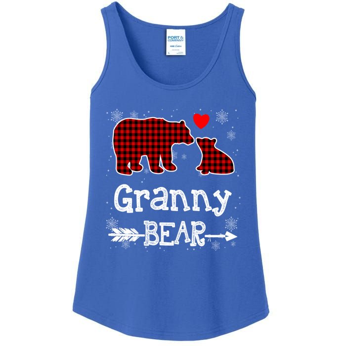 Granny Bear Christmas Pajama Red Plaid Buffalo Family Xmas Gift Ladies Essential Tank