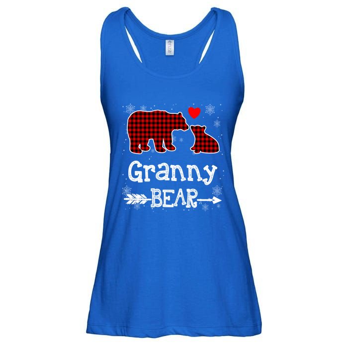 Granny Bear Christmas Pajama Red Plaid Buffalo Family Xmas Gift Ladies Essential Flowy Tank