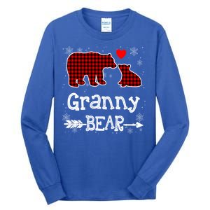 Granny Bear Christmas Pajama Red Plaid Buffalo Family Xmas Gift Tall Long Sleeve T-Shirt