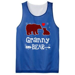 Granny Bear Christmas Pajama Red Plaid Buffalo Family Xmas Gift Mesh Reversible Basketball Jersey Tank