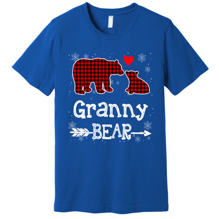 Granny Bear Christmas Pajama Red Plaid Buffalo Family Xmas Gift Premium T-Shirt