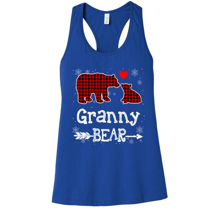 Granny Bear Christmas Pajama Red Plaid Buffalo Family Xmas Gift Women's Racerback Tank