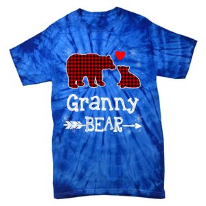 Granny Bear Christmas Pajama Red Plaid Buffalo Family Xmas Gift Tie-Dye T-Shirt