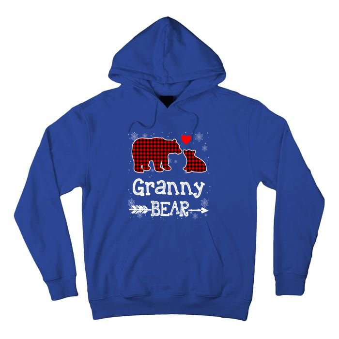 Granny Bear Christmas Pajama Red Plaid Buffalo Family Xmas Gift Tall Hoodie