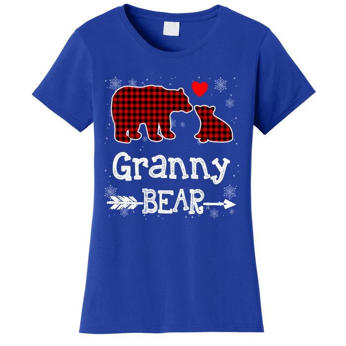 Granny Bear Christmas Pajama Red Plaid Buffalo Family Xmas Gift Women's T-Shirt