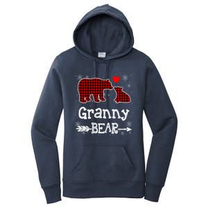 Granny Bear Christmas Pajama Red Plaid Buffalo Family Xmas Gift Women's Pullover Hoodie