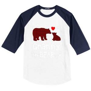 Granny Bear Christmas Pajama Red Plaid Buffalo Family Xmas Gift Baseball Sleeve Shirt