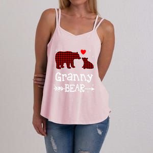 Granny Bear Christmas Pajama Red Plaid Buffalo Family Xmas Gift Women's Strappy Tank