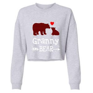 Granny Bear Christmas Pajama Red Plaid Buffalo Family Xmas Gift Cropped Pullover Crew