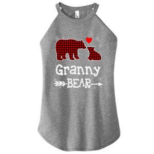 Granny Bear Christmas Pajama Red Plaid Buffalo Family Xmas Gift Women's Perfect Tri Rocker Tank