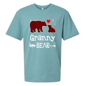 Granny Bear Christmas Pajama Red Plaid Buffalo Family Xmas Gift Sueded Cloud Jersey T-Shirt