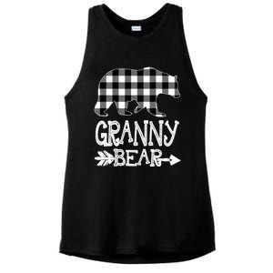 Granny Bear Christmas Pajama White Plaid Buffalo Family Xmas Gift Ladies PosiCharge Tri-Blend Wicking Tank