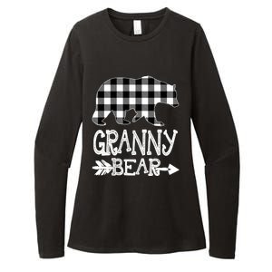 Granny Bear Christmas Pajama White Plaid Buffalo Family Xmas Gift Womens CVC Long Sleeve Shirt