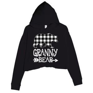 Granny Bear Christmas Pajama White Plaid Buffalo Family Xmas Gift Crop Fleece Hoodie