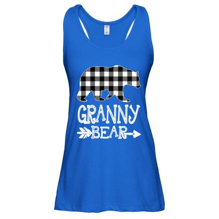 Granny Bear Christmas Pajama White Plaid Buffalo Family Xmas Gift Ladies Essential Flowy Tank