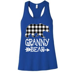 Granny Bear Christmas Pajama White Plaid Buffalo Family Xmas Gift Women's Racerback Tank