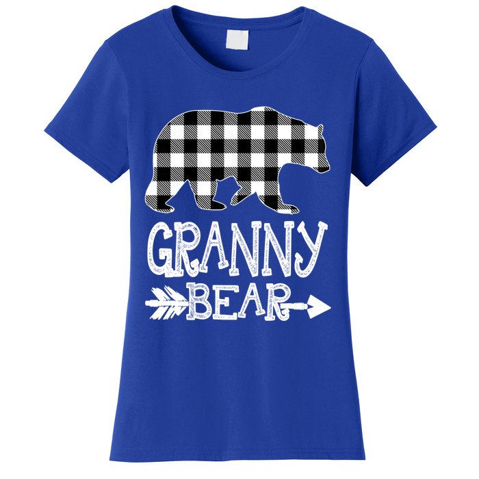 Granny Bear Christmas Pajama White Plaid Buffalo Family Xmas Gift Women's T-Shirt