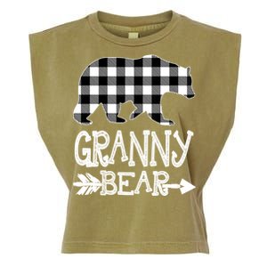 Granny Bear Christmas Pajama White Plaid Buffalo Family Xmas Gift Garment-Dyed Women's Muscle Tee