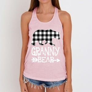 Granny Bear Christmas Pajama White Plaid Buffalo Family Xmas Gift Women's Knotted Racerback Tank