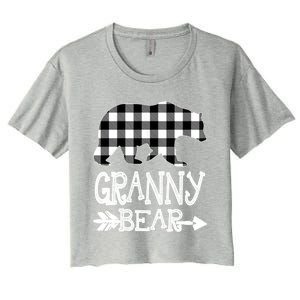 Granny Bear Christmas Pajama White Plaid Buffalo Family Xmas Gift Women's Crop Top Tee