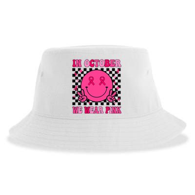 Groovy Breast Cancer Awareness In October We Wear Pink Sustainable Bucket Hat