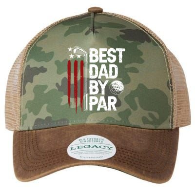 Golf Best Dad By Par Daddy Golfer American Flag Fathers Day Legacy Tie Dye Trucker Hat