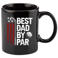 Golf Best Dad By Par Daddy Golfer American Flag Fathers Day 11oz C Handle Ceramic Mug