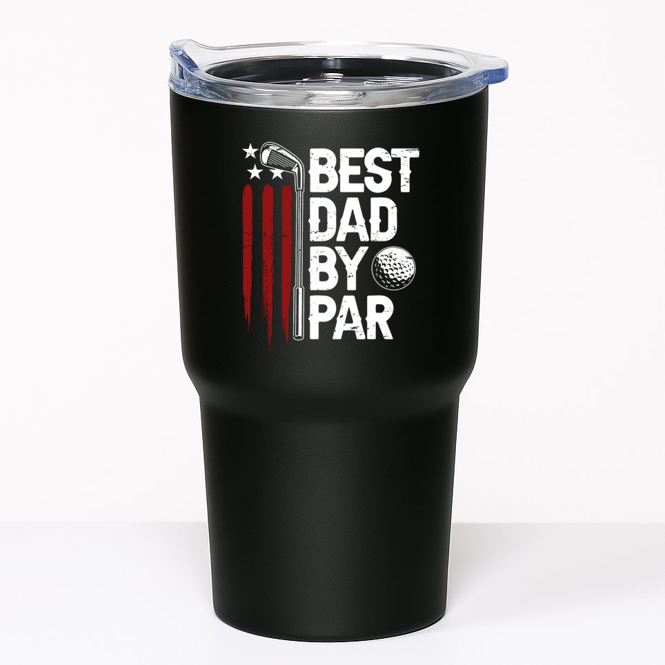 Golf Best Dad By Par Daddy Golfer American Flag Fathers Day Tumbler