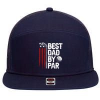 Golf Best Dad By Par Daddy Golfer American Flag Fathers Day 7 Panel Mesh Trucker Snapback Hat