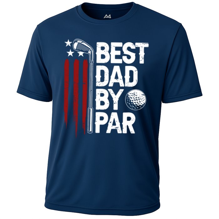 Golf Best Dad By Par Daddy Golfer American Flag Fathers Day Cooling Performance Crew T-Shirt