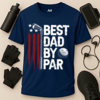 Golf Best Dad By Par Daddy Golfer American Flag Fathers Day Cooling Performance Crew T-Shirt