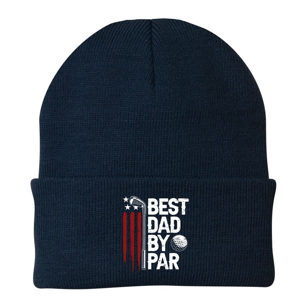Golf Best Dad By Par Daddy Golfer American Flag Fathers Day Beanie