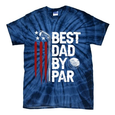 Golf Best Dad By Par Daddy Golfer American Flag Fathers Day Tie-Dye T-Shirt