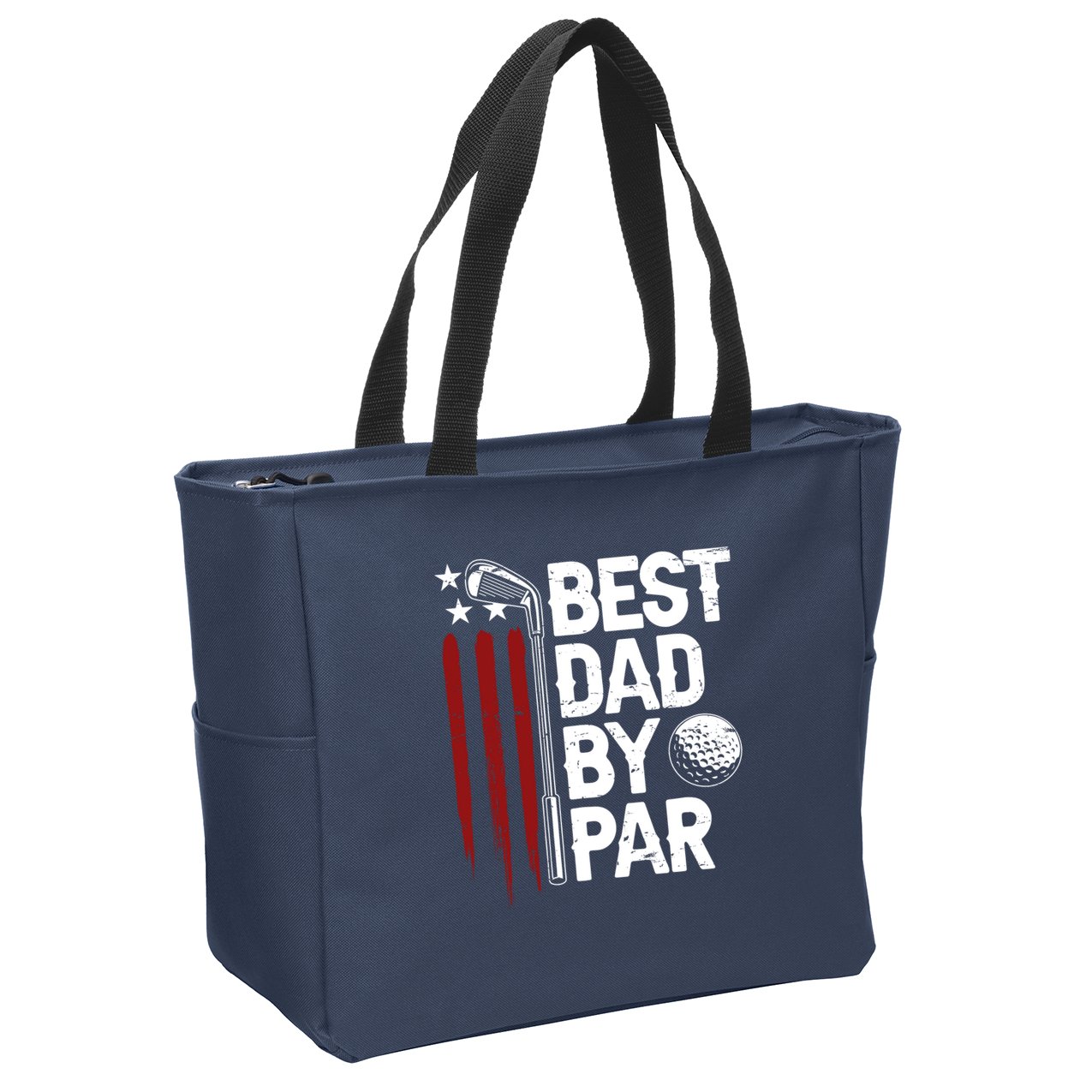 Golf Best Dad By Par Daddy Golfer American Flag Fathers Day Zip Tote Bag