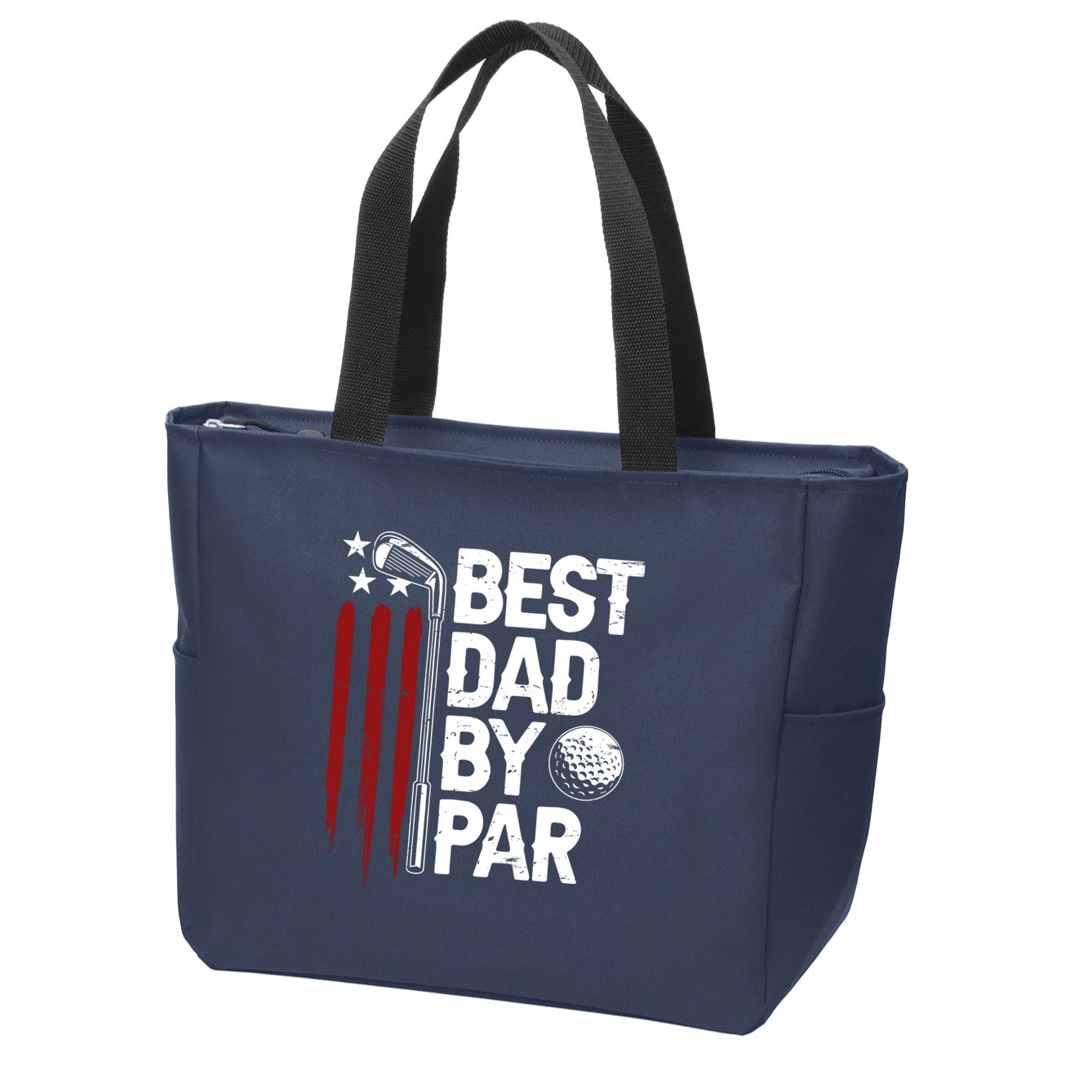 Golf Best Dad By Par Daddy Golfer American Flag Fathers Day Zip Tote Bag