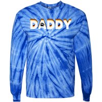 Gay Bear Daddy Design With Bear Pride Flag Gay Daddy Gift Tie-Dye Long Sleeve Shirt