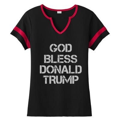 God Bless Donald Trump Ladies Halftime Notch Neck Tee