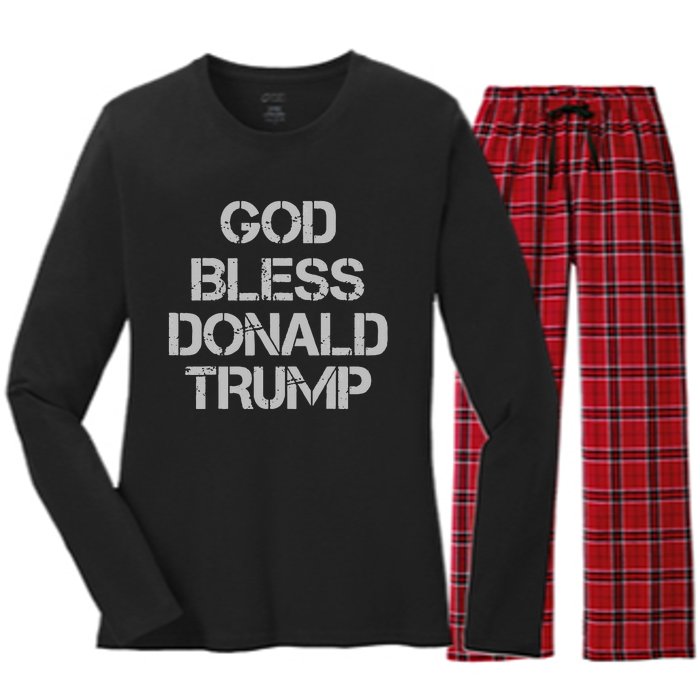 God Bless Donald Trump Women's Long Sleeve Flannel Pajama Set 